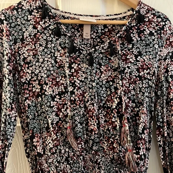 Blue & Purple Floral Longsleeved Dress - Picture 2 of 3